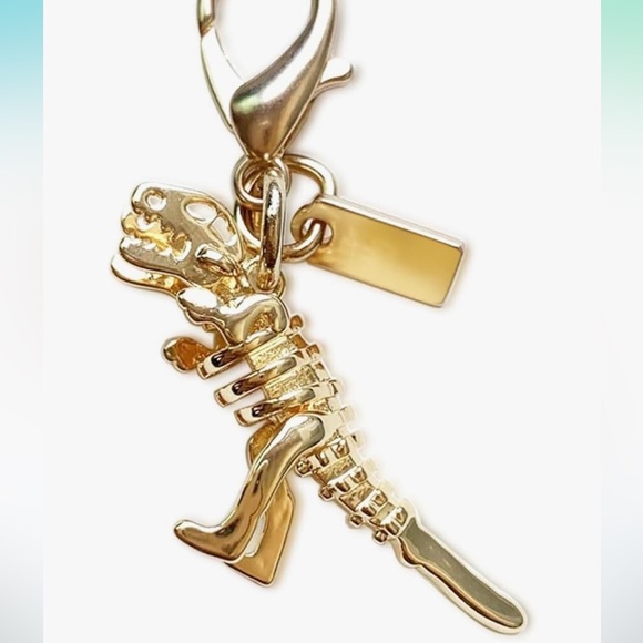Gold Dinosaur Purse clip charm keychain - Picture 1 of 2